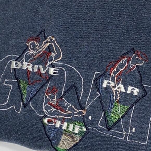 Vintage y2k Embroidered Golf Crewneck Golfers Sweatshirt Mens XXL Drive Par Chip - Picture 1 of 11